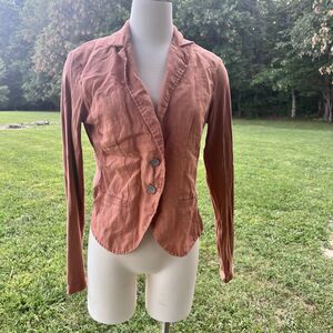 Sandwich Lightweight Linen Cotton Jacket Orange Large